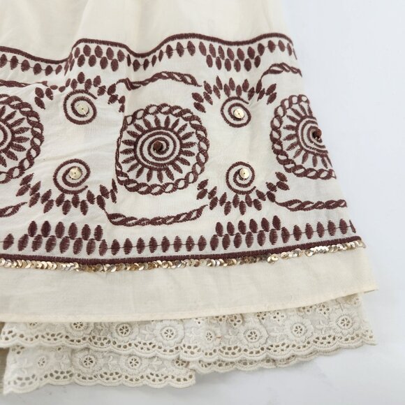 The Limited A-line Pleated Skirt Size 10 Cream Boho Artsy Full Skirt Prairie - Picture 5 of 11